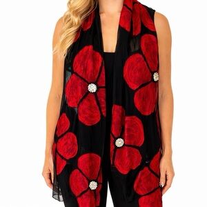 Poppy Floral Print Long Scarf